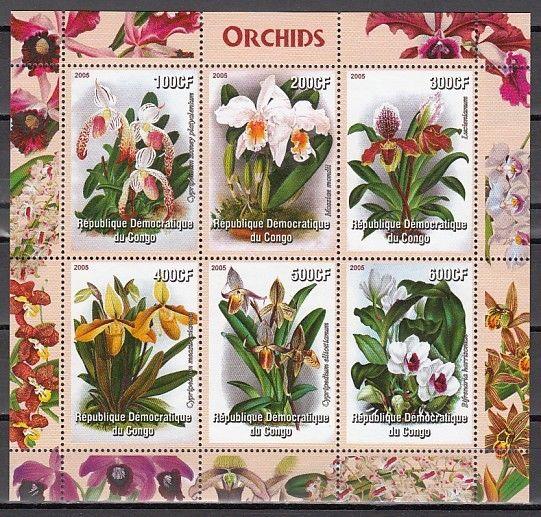 Congo, Dem. 2005 Cinderella issue. Orchids sheet of 6.  