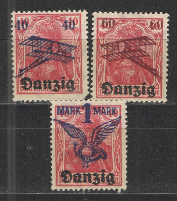 Germany - Danzig 1920 Sc# C1-C3 MH VG - 1920 Danzig air mail issues