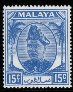 MALAYA SELANGOR SG100 1949 15c ULTRAMARINE MNH 