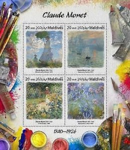 2017 Maldives Mnh. Claude Monet. Michel Code: 6963-6966  |  Scott Code: 3899