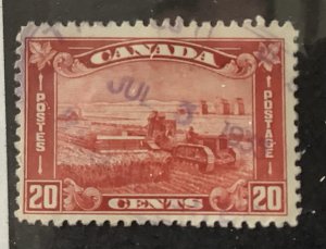 Canada 1930 Scott 175 used - 20c, Harvesting wheat
