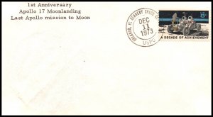 US 1st Anniversary Apollo XVII Moonlanding 1973 Space Cover