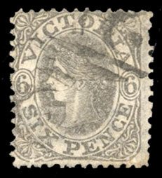 Victoria #68a Cat$26, 1861 6p gray black, used