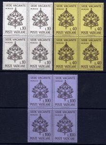 VATICAN Sc#362-4 Blk 4 1963 Interregnum Issue MNH