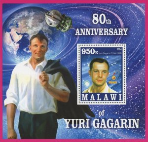 Yuri Gagarin Space Astronaut Planets Malawi Souvenir Sheet Mint NH