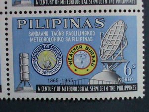 ​PHILIPPINES-1965-SC# 922-4 CENTENARY OF METEOROLOGICAL SERVICE-MNH BLOCKS-VF