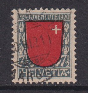 Switzerland   #B15  used  1920  Pro Juventute  Arms 7 1/2c Schwyz