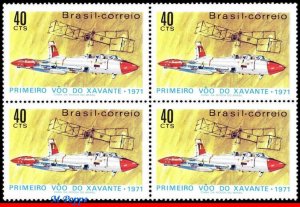 1195 BRAZIL 1971 XAVANTE,1st FLIGHT, AVIATION, 14 BIS DUMONT, MI# 1289 BLOCK MNH