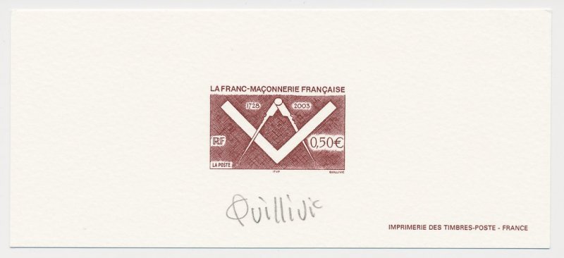 France 2003 - Epreuve / Proof signed by engraver Freemasonry