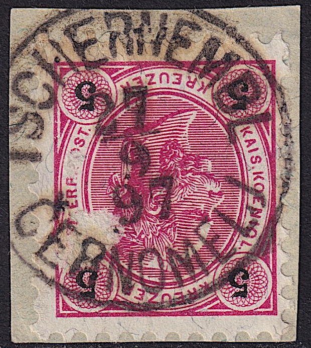 Austria - 1890 - Scott #54 - used on piece - TSCHERNEMBL pmk Romania