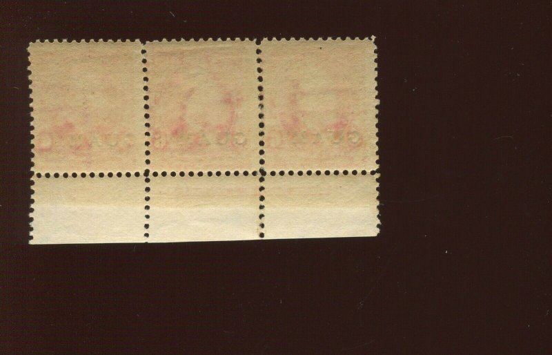 Guam Scott 6 Mint Overprint Plate Strip of 3 Stamps (Stock By 434)