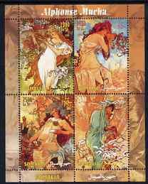 SOMALIA - 2004 - Paintings, Mucha #2 - Perf 4v Sheet - MNH - Private Issue