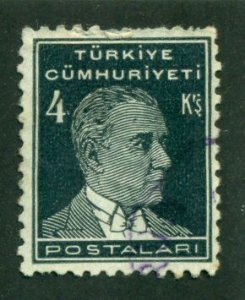 Turkey 1931 #744 U SCV(2024) = $0.30