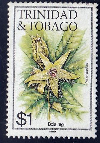 Trinidad and Tobago #402j Ryania Speciosa Flower, used. PM, Sm. Crease