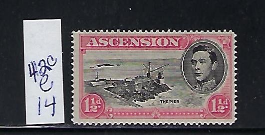 ASCENSION IS. SCOTT #42CE 1938-53 GEORGE VI 11/2 P (CARMINE)-PERF 14  MINT LH