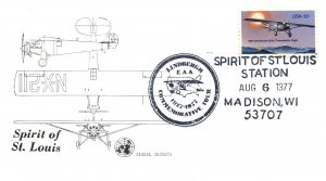 SPIRIT OF ST. LOUIS LINDBERGHANIA COMMEMORATIVE COVER AT MADISON WI 1977