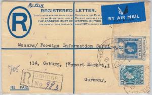 NIGERIA - POSTAL  STATIONERY Registered COVER from OSHOGBO to  GERMANY 1951
