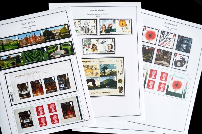 COLOR PRINTED GREAT BRITAIN 2018-2020 STAMP ALBUM PAGES (91 illustrated pages)