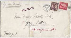 San Francisco, Ca to Graz, Austria 1925 Airmail Sc #C6 & 3c Lincoln ... (HS1043)