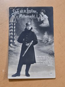 WW1 Imperial German Soldier Pickelhaube Spike Helmet Feldpost Military Postcard
