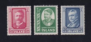 Iceland    #284-286   MNH   1954  Hafstein