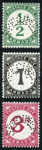 Barbados SGD1s/3s Post Due Perf Specimen M/M