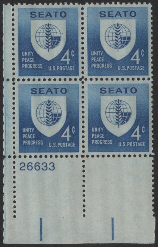 SC#1151 4¢ SEATO Plate Block: LL #26633 (1960) MNH