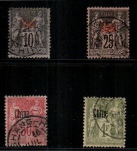 French Offices in China Scott 3a, 6, 9b, 11 Used [TH989]