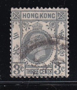 Hong Kong 1921 Sc 132 KGV 3c grey Used