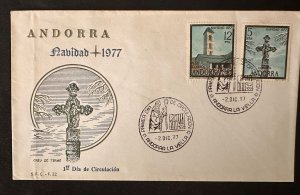 CM) 1977. ANDORRA. CHURCH. CROSS. FDC. CHRISTMAS. XF