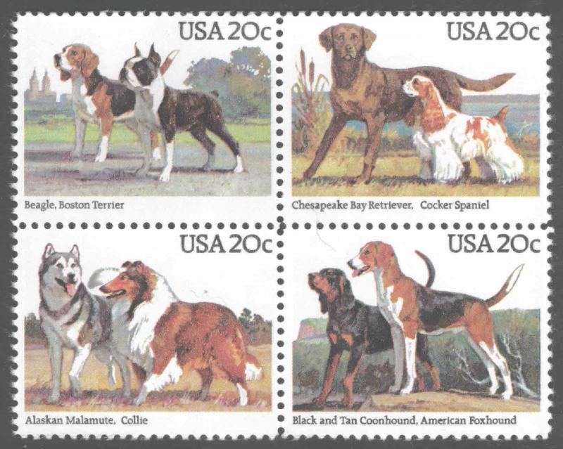 USA Scott 2101a = 2098-2101 Dog breed block MNH**