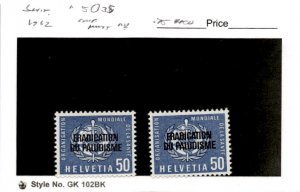 Switzerland, Postage Stamp, #5O35 (2 Ea) Mint NH, 1962 World Health Org. (AC)
