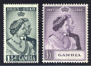 Gambia 1948 KGVI Silver Wedding set complete superb MNH. SG 164-165. Sc 146-147.