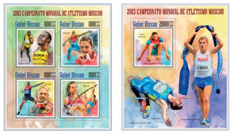 Athletics Leichtathletik Sports Moscow 2013 Guinea-Bissau MNH stamp set