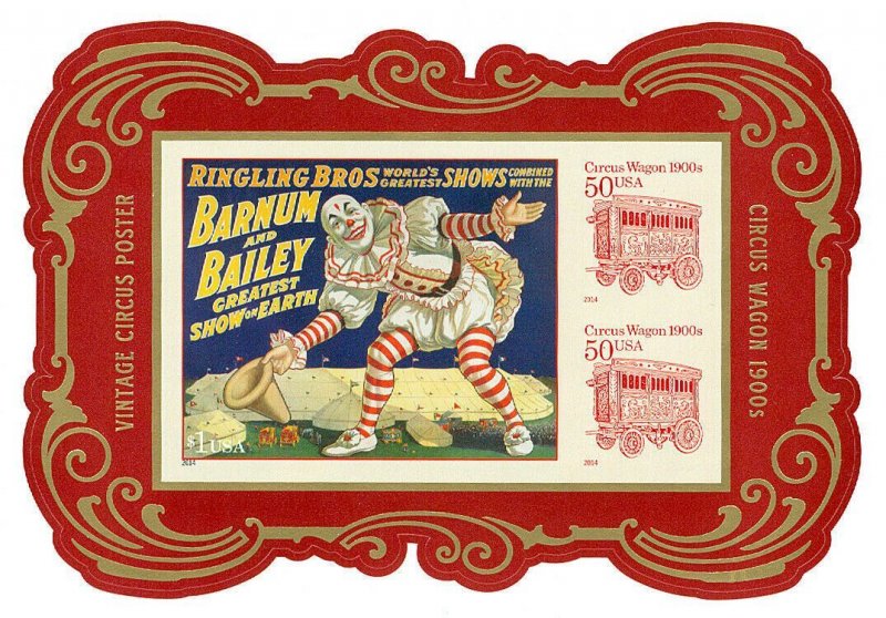 USA #4905c  Circus Souvenir Sheet No Die-Cut Imperforate MNH