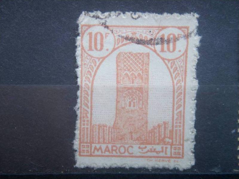 FRENCH MOROCCO, 1943, used 10c, Tower of  Hassan, Scott 178