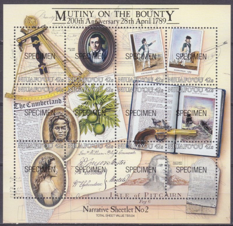 1989 Niuafo'ou 123-134/B7 200 years of rebellion on the Bounty (SPECIMEN) 70,00