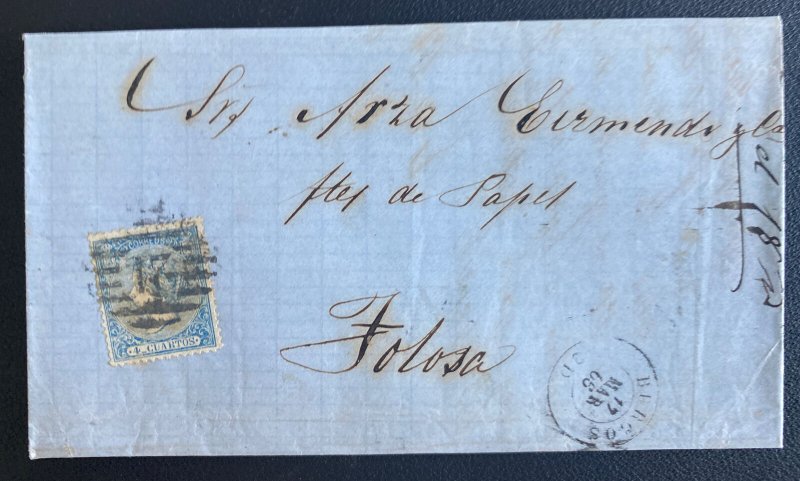 1865 Burgos Spain Letter Sheet cover To Folosa