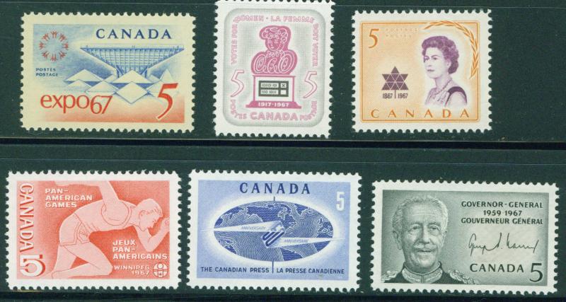 CANADA Scott 469-474 MH* 1967 stamps