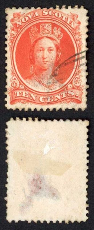 Nova Scotia SG28 10c Vermilion on White Paper (Thin) Cat 42 pounds