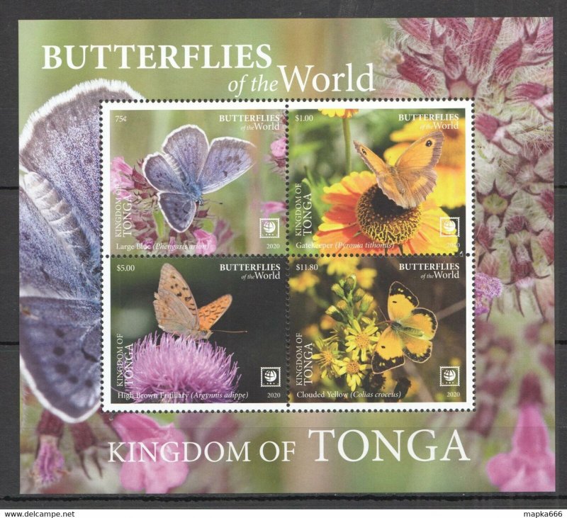 2020 Tonga Butterflies !!! Sale Flora & Fauna Bl ** Nw732