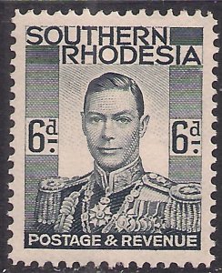 Southern Rhodesia 1937 KGV1 6d Grey Black MM SG 44 ( J162 )