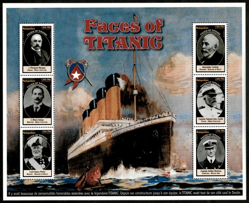 Madagascar 1998 - Titanic - Set of 6 Sheets - Perf & Imperf - Sc 1379-84 - MNH 