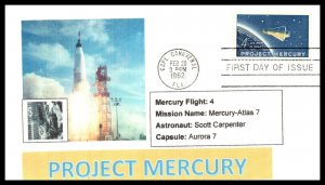 OAS-CNY 9113 US FDC PROJECT MERCURY SCOTT 1193 ADD-ON CACHET