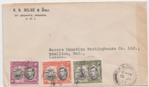 GRENADA cover postmarked  19 Jan. 1946 - The 11d rate to Canada