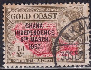 Ghana 5 Map of West Africa ½p 1957