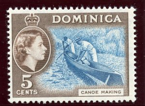 Dominica 1962 QEII 5c blue & sepia superb MNH. SG 147a.