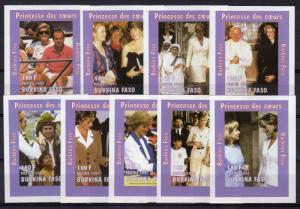 Burkina Faso 1997 Sc#1127A DIANA PRINCESS OF WALES/POPE 9 Souvenir Sheets MNH