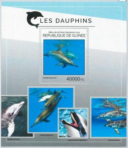 GUINEA - ERROR, 2014 MISSPERF SHEET: DOLPHINS, FISH, MARINE LIFE, ANIMALS