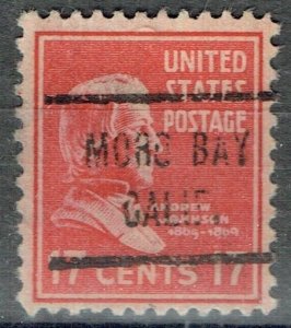 1938 17c JOHNSON w/precancel ERROR f/MORRO BAY CA(822-721)READS: MORO!